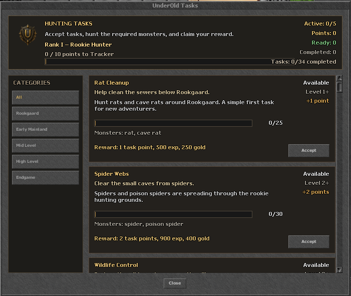 Hunting Tasks